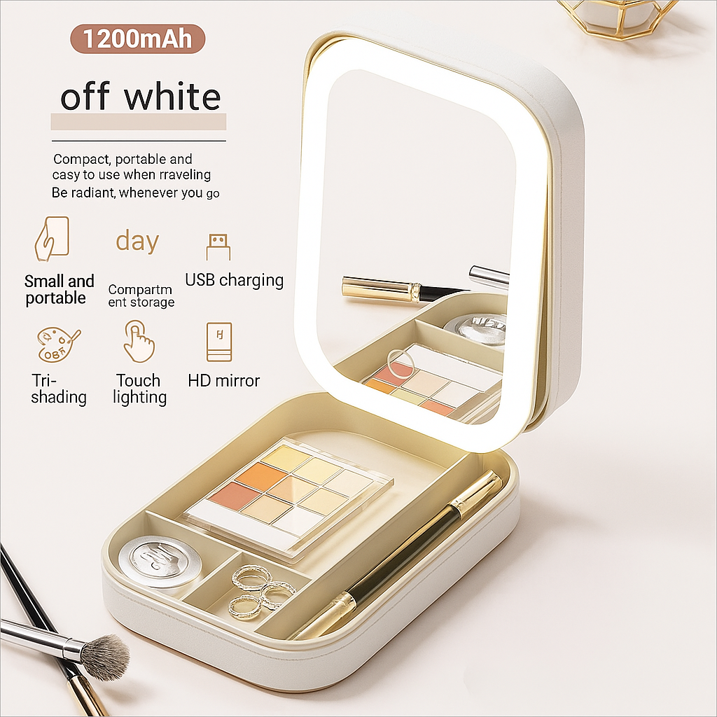 GlowGo™ Compact Makeup Vanity With LED Mirror