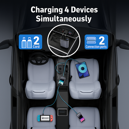 🚗⚡ 4-in-1 Retractable Fast Car Charger | Charge 4 Devices at Once!