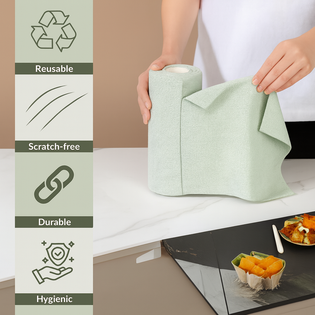 ✨ Lint-Free Microfiber Cleaning Towels – 50 Roll